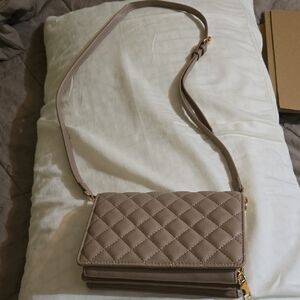 Mali+Lili Lola Quilted Taupe Crossbody Bag